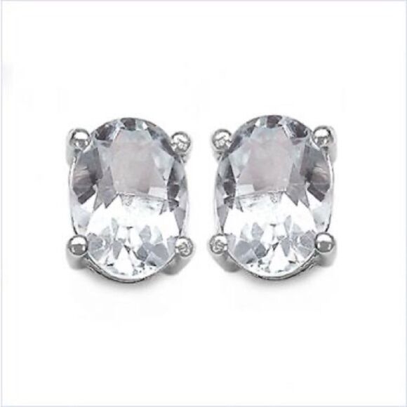 Gorgeous Womens Sterling Silver 1.30 CTW Topaz Designer Earrings - Picture 1 of 2